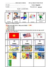Đề thi cuối kì 1 môn Tiếng Anh Lớp 4